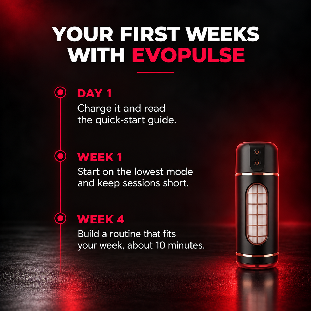 Your first weeks with EvoPulse: day 1, week 1, week 4